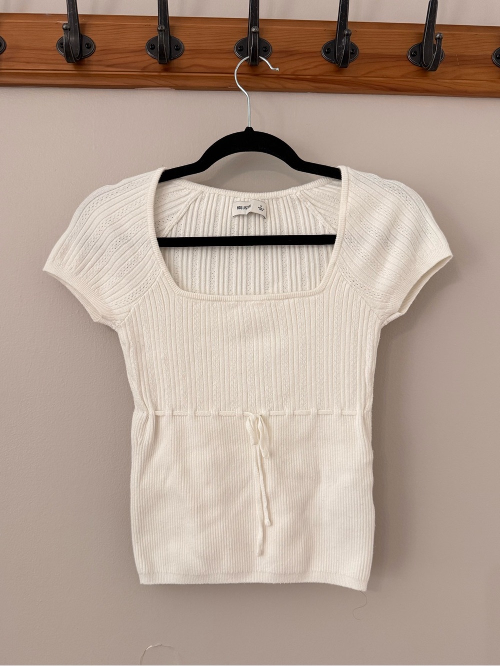 Hollister Short-Sleeve Ribbed Knit Top with Square Neck